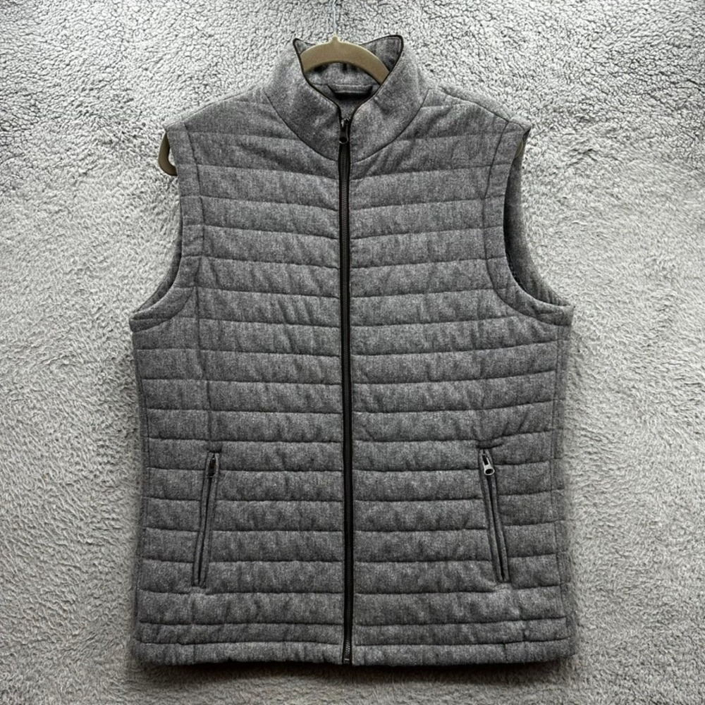 Jos. A. Bank Reserve Mens Gray Wool Blend Primaloft Quilted Puffer Vest Medium